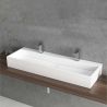 Lavoar 6028, Alb Lucios, 120x40 cm, scurgere ascunsa, cu 2 gauri de baterie, montaj pe blat, compozit mineral