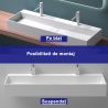 Lavoar 6028, Alb Mat, 120x40 cm, scurgere ascunsa, cu 2 gauri de baterie, montaj pe blat, compozit mineral