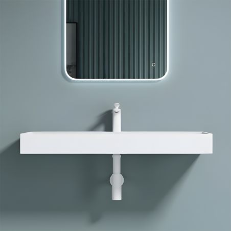 Lavoar Dublu EGO 19, Alb, lucios, 120 cm, compozit marmura, montaj suspendat sau pe blat, cu o gaura de baterie