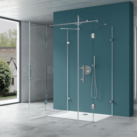 Cabina 40, 3 laturi, usi Batante deschidere 180 grade, sticla 8 mm, Dimensiuni 80-90x120