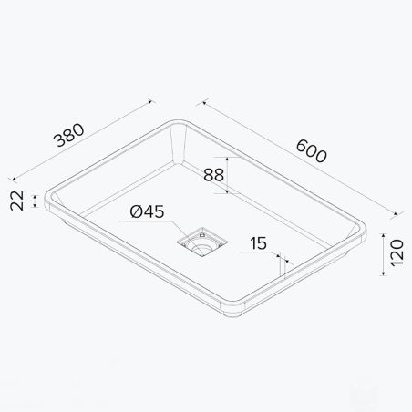 Lavoar 104, Alb, lucios, 60-53x33-38 cm, montaj semi-incastrat, compozit marmura, scurgere ascunsa