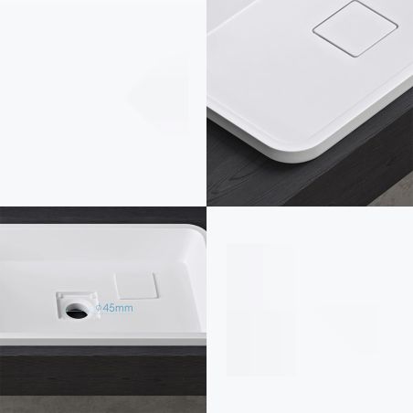 Lavoar 104, Alb, lucios, 60-53x33-38 cm, montaj semi-incastrat, compozit marmura, scurgere ascunsa