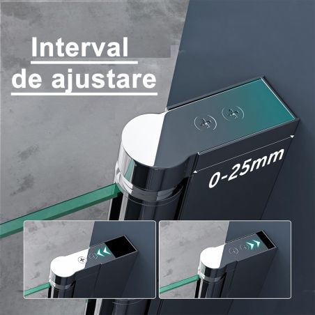 Usa de nisa EGO-24D, sticla securizata 6 mm, Transparenta, Deschidere 180°, 80-85-100-140x195 cm, tratament Nano Easy Clean