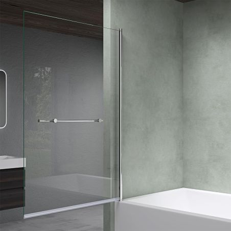 Paravan cada EGO-1121, sticla securizata 6 mm, Transparent sau Sablata partial, 94x140 cm, pivotant 180°, Nano Easy Clean