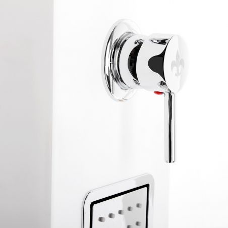 Panel de dus SK-426K, design elegant, Alb mat, cu ploaie si hidromasaj
