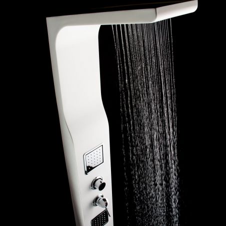 Panel de dus SK-426K, design elegant, Alb mat, cu ploaie si hidromasaj