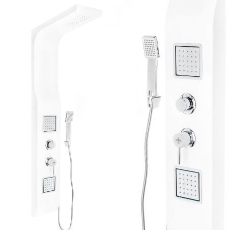 Panel de dus SK-426K, design elegant, Alb mat, cu ploaie si hidromasaj