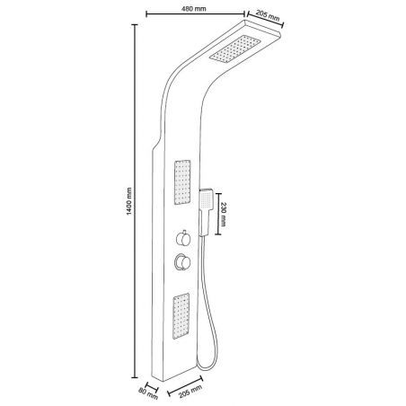 Panel de dus SK-426K, design elegant, Alb mat, cu ploaie si hidromasaj