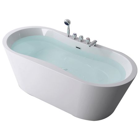 Cada de baie EGO 602S, freestanding, 170x80 cm, baterie integrata cu finisaj crom, acril sanitar, alb