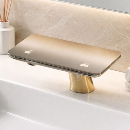 Baterie lavoar, Display Digital afisare Led, apa calda/rece, senzor pentru apa si sapun, rezervor 3 L inclus, Auriu Mat, Anais