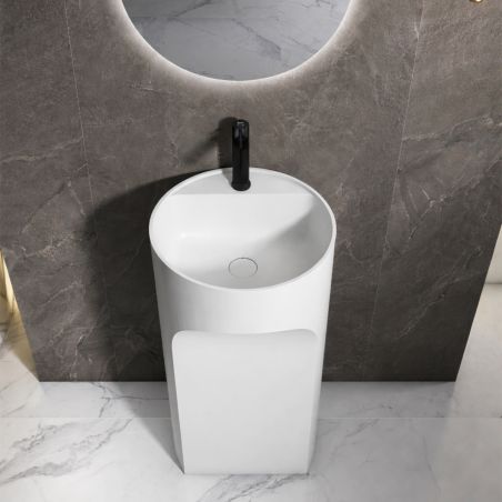 Lavoar stativ, freestanding, Alb Lucios, 44x46x85 cm, ceramica sanitara, Ontario