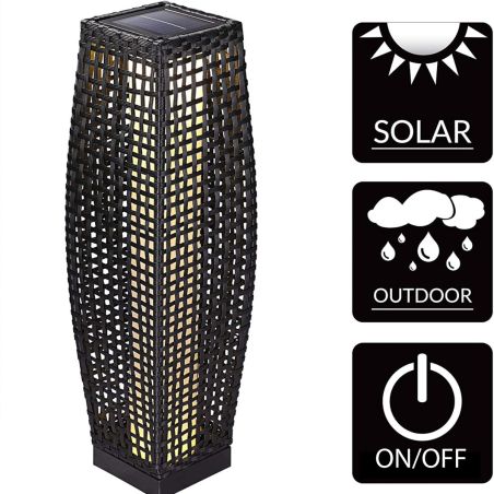 Lampa solara din poliratan, senzor amurg, baterie inclusa, protectie IP44, 80 cm, Evelyn