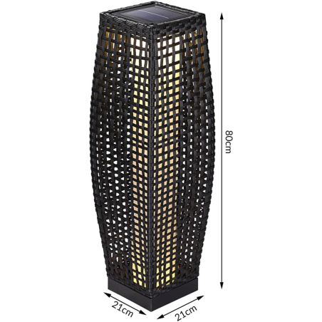 Lampa solara din poliratan, senzor amurg, baterie inclusa, protectie IP44, 80 cm, Evelyn