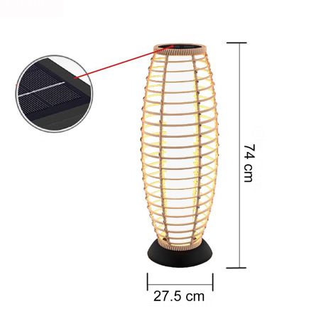 Lampa solara, impletitura din poliratan, incarcare USB, baterie inclusa, protectie IP65, 74 cm, lumina calda, Solar Boho