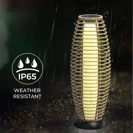 Lampa solara, impletitura din poliratan, incarcare USB, baterie inclusa, protectie IP65, 74 cm, lumina calda, Solar Boho