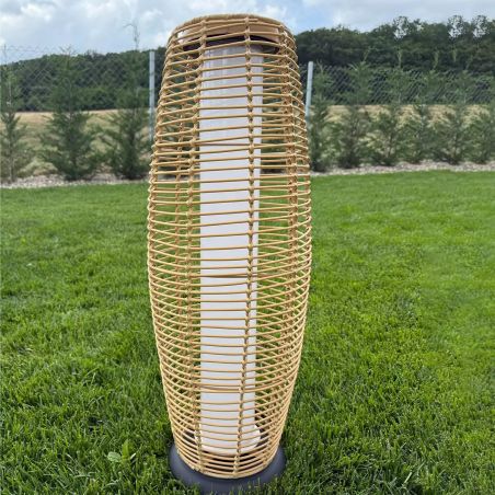 Lampa solara, impletitura din poliratan, incarcare USB, baterie inclusa, protectie IP65, 74 cm, lumina calda, Solar Boho