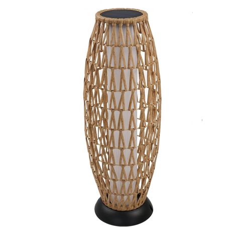 Lampa solara, impletitura din poliratan, incarcare USB, baterie inclusa, protectie IP65, 73 cm, lumina calda, SunBoho