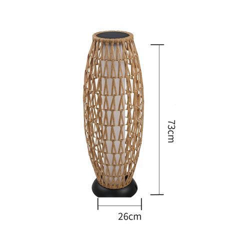 Lampa solara, impletitura din poliratan, incarcare USB, baterie inclusa, protectie IP65, 73 cm, lumina calda, SunBoho