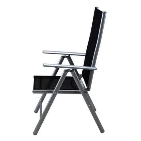 Set mobilier, terasa sau gradina, masa mare cu blat de sticla mata, 6 scaune Rabatabile aluminiu, 150 x 90 x 75  cm, Clinton