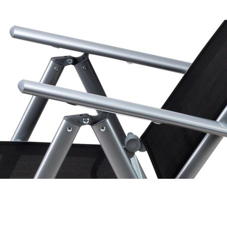 Set mobilier, terasa sau gradina, masa mare cu blat de sticla mata, 6 scaune Rabatabile aluminiu, 150 x 90 x 75  cm, Clinton