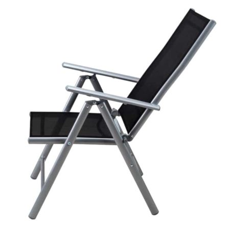 Set mobilier, terasa sau gradina, masa mare cu blat de sticla mata, 6 scaune Rabatabile aluminiu, 150 x 90 x 75  cm, Clinton