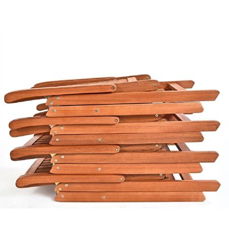 Set mobilier, 6 scaune pliabile cu perne cadou, Eucalipt certificat FSC®, suport umbrela, Maro, 200x100x74, Houston