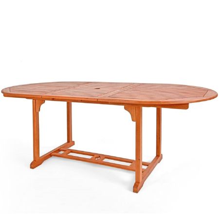 Set mobilier, 6 scaune pliabile, Eucalipt certificat FSC®, suport umbrela, Maro, 200x100x74, Houston