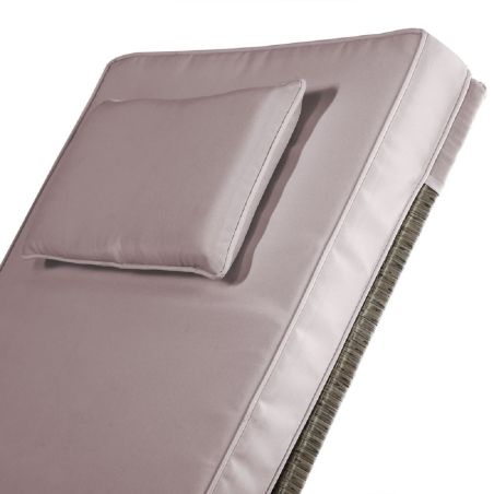 Sezlong din poliratan, roti pentru transport, cadru din otel, cu spatar reglabil in 6 trepte, perna Taupe inclusa, 190x90 cm