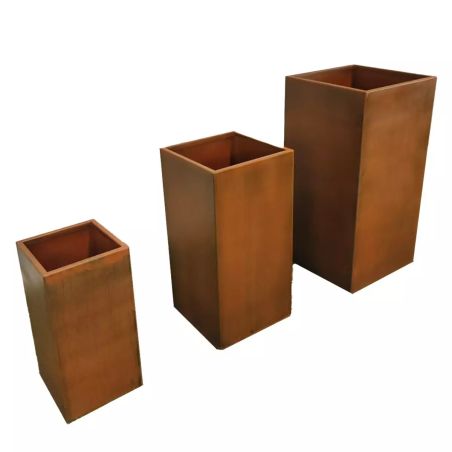 Jardiniera, inaltime de 60, 80, 100 cm, otel corten de 2 mm, Maro, Florium