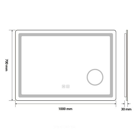 Oglinda Led, cu Lupa cosmetica, Resigilat, Dezaburire, Touch, 3 Culori, 5 mm, dimensiuni 100x70 cm, Velora
