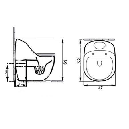 Vas WC  New Santa Rimless, 65x47 cm, Rezervor Incorporat, Alb, montaj podea, capac cu soft-close inclus