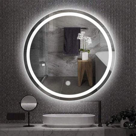 Oglinda Led, Resigilat, Dezaburire si Buton Touch, 3 Culori, Intensitate reglabila, dimensiuni  80x80 cm, Cezara