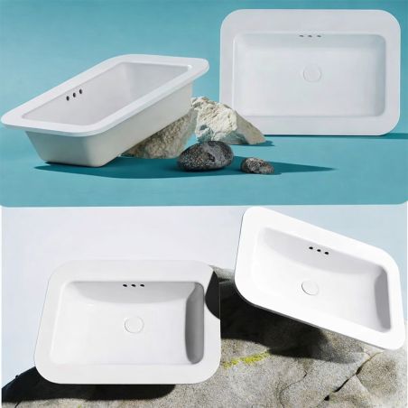 Lavoar, Alb Lucios, montaj semi-incastrat, ceramica sanitara, 60x44 cm, Monza