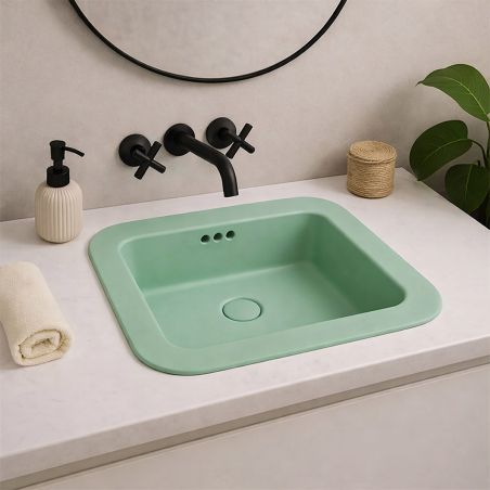 Lavoar, Verde Mint Mat, Power Color, montaj semi-incastrat, fara gaura de baterie, ceramica sanitara, 60x44 cm, Monza