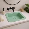 Lavoar, Verde Mint Mat, Power Color, montaj semi-incastrat, fara gaura de baterie, ceramica sanitara, 60x44 cm, Monza