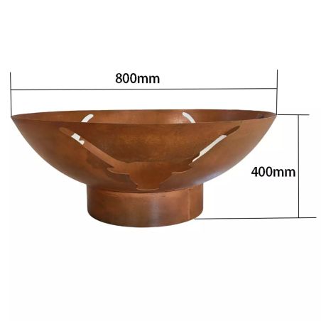 Vatra de foc, dia 80 x H 40 cm, otel corten de 2.5 mm, Toro