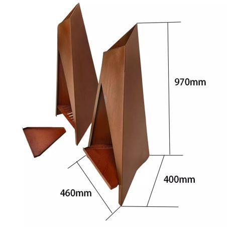 Semineu, vatra de foc, dimensiuni: 46x40x97 cm, otel corten de 2.5 mm, Inferno