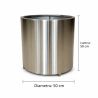 Jardiniera cilindrica, diametru de 50,70,100 cm otel inoxidabil de 1 mm, Crom Mat, Polaris