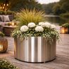 Jardiniera cilindrica, diametru de 50,70,100 cm otel inoxidabil de 1 mm, Crom Mat, Polaris