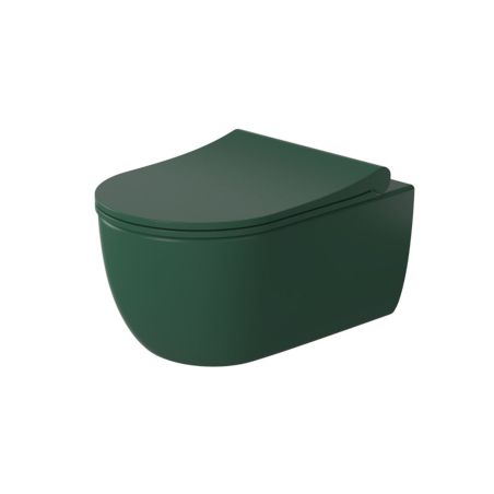 Vas WC Verde, Power Colour, semi-mat, 49x36 cm, montaj suspendat, capac duroplast soft-close easy off, Molis