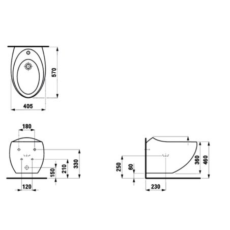 Vas Bideu EGO Angelo, Alb, 57x40 cm, montaj suspendat, cu preaplin