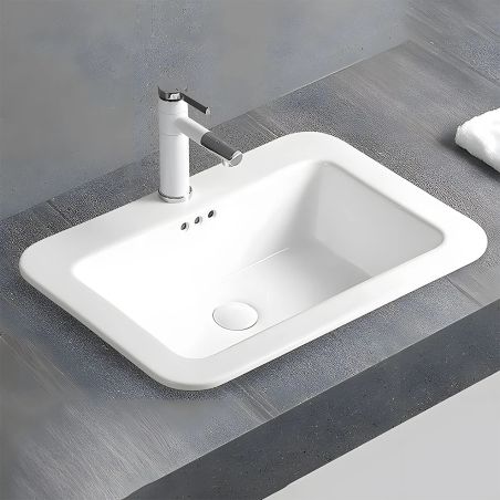 Lavoar, Alb Lucios, montaj semi-incastrat, cu gaura de baterie ceramica sanitara, 60x44 cm, Monza