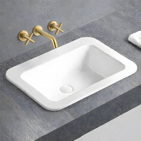 Lavoar, Alb Lucios, montaj semi-incastrat, fara gaura de baterie ceramica sanitara, 60x44 cm, Monza