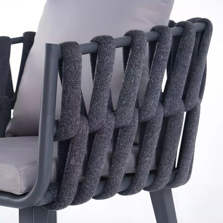 Scaun Riga, pentru mobilier de terasa, aluminiu, perna de 5 cm, impletitura tip funie, 58x64.5x75 cm