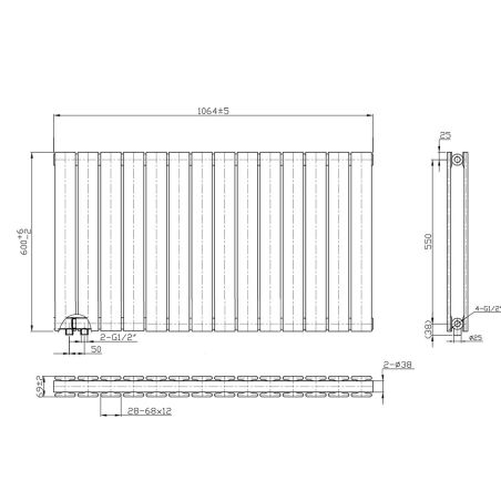 Calorifer, radiator Dublu din otel, Resigilat,  Antracit, 107 x 60 cm, Ego- Alesia, Living sau Camera