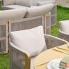 Set mobilier, 6 scaune, masa extensibila, terasa sau gradina, aluminiu si impletitura tip funie, perne incluse, Riviera