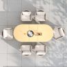 Set mobilier, 6 scaune, masa extensibila, terasa sau gradina, aluminiu si impletitura tip funie, perne incluse, Riviera