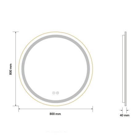 Oglinda Led, Resigilat, Dezaburire, Touch, Cadru auriu, sticla 5 mm, 3 Culori, Intensitate reglabila, dimensiuni 80 cm, Cezara