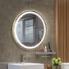Oglinda Led, Resigilat, Dezaburire, Touch, Cadru auriu, sticla 5 mm, 3 Culori, Intensitate reglabila, dimensiuni 80 cm, Cezara