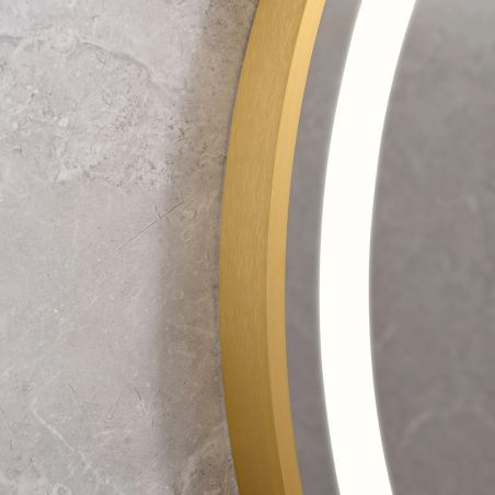 Oglinda Led, Resigilat, Dezaburire, Touch, Cadru auriu, sticla 5 mm, 3 Culori, Intensitate reglabila, dimensiuni 80 cm, Cezara